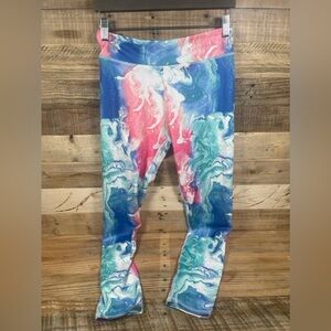 Tek Gear Girls XL (14/16) Multicolor Marble Swirl High Rise Legging Pants Bottom